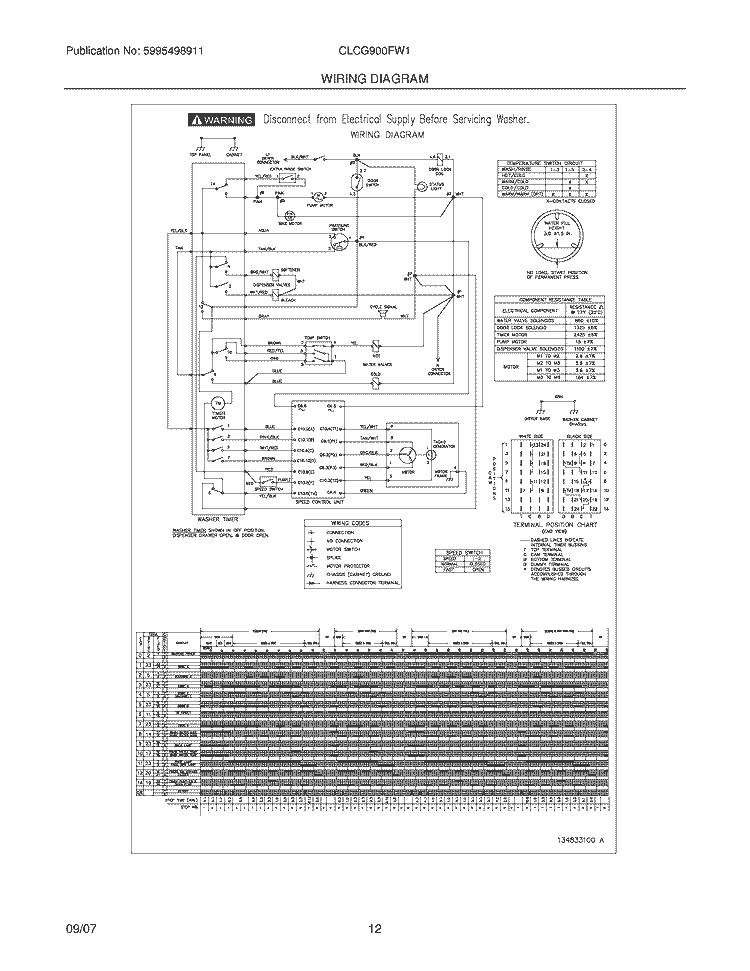 WIRING DIAGRAM Diagram and Parts List for CLCG900FW1  Crosley Washer Dryer Combo