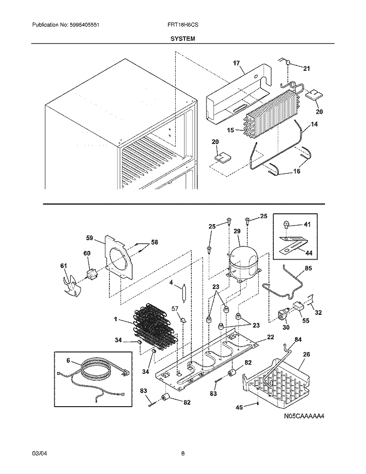 SYSTEM Diagram and Parts List for FRT18H6CSK4  Frigidaire Refrigerator