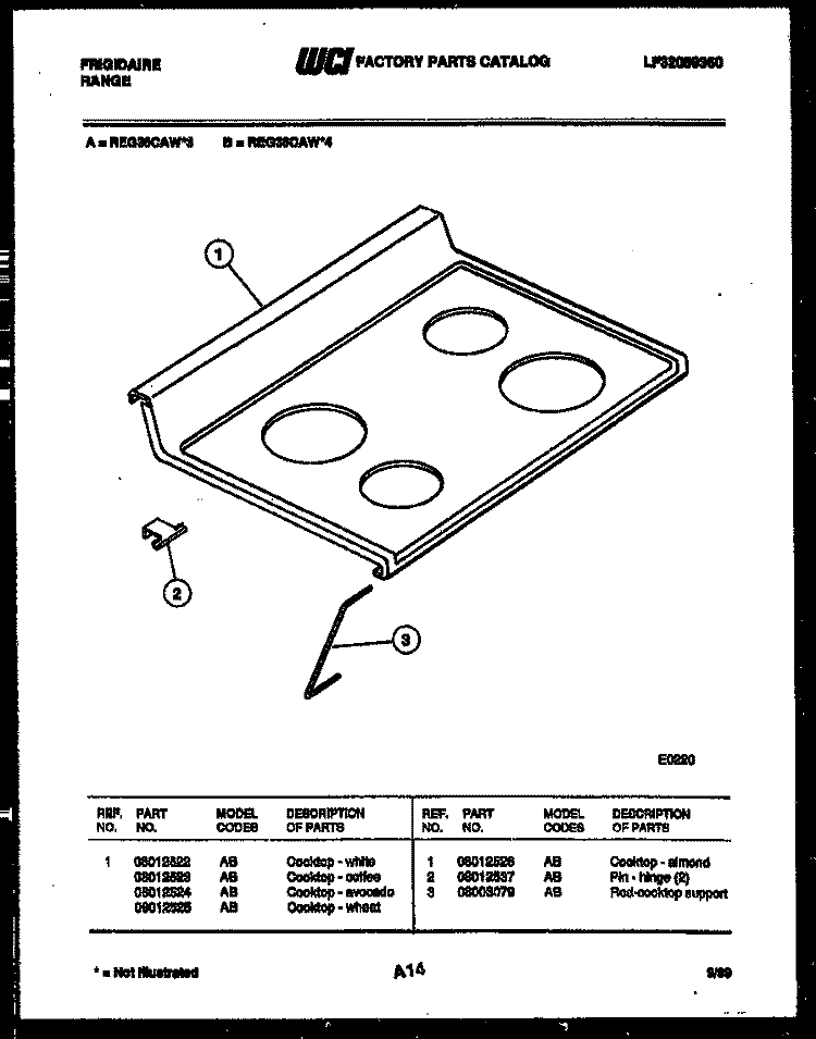 COOKTOP PARTS Diagram and Parts List for REG36CAL3  Frigidaire Range