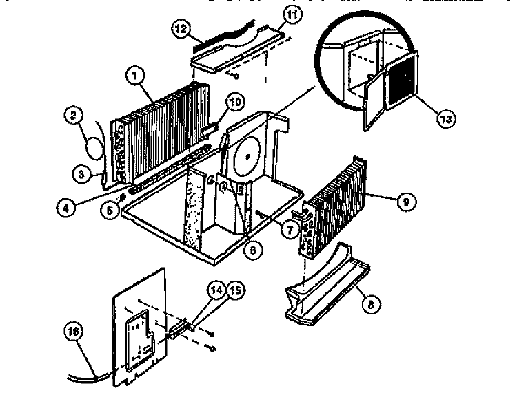 EVAPORATOR, CONDENSER Diagram and Parts List for A05LH5N1  Frigidaire Air Conditioner