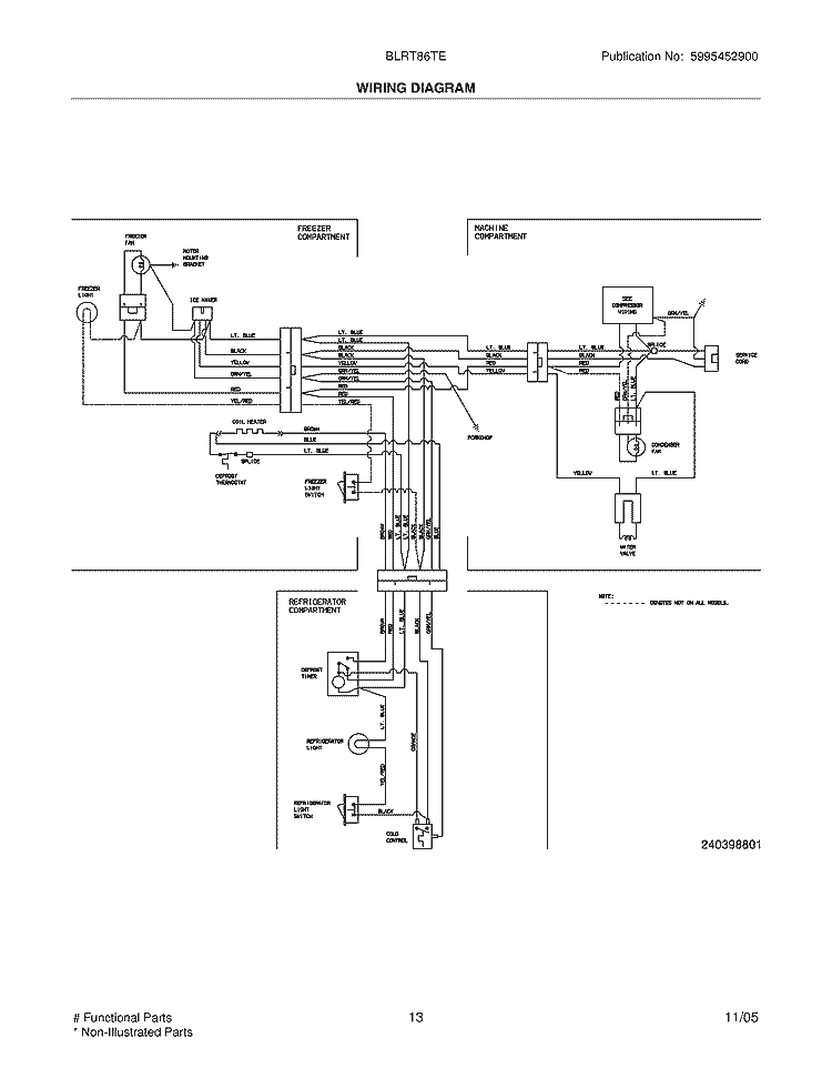 WIRING DIAGRAM Diagram and Parts List for BLRT86TES0  Frigidaire Refrigerator