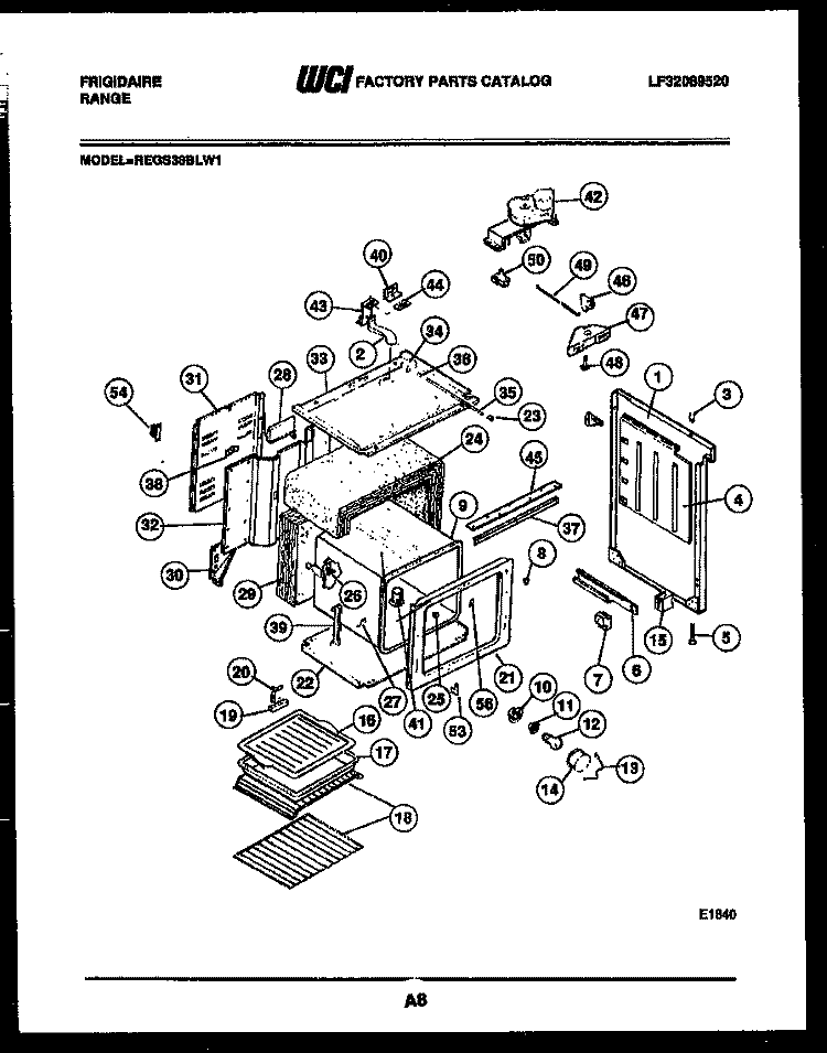 BODY PARTS Diagram and Parts List for REGS38BLL1  Frigidaire Range