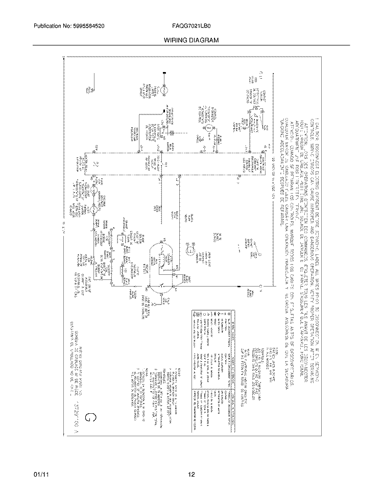 WIRING DIAGRAM Diagram and Parts List for FAQG7021LB0  Frigidaire Dryer