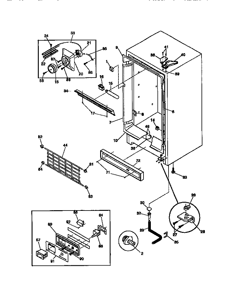 CABINET Diagram and Parts List for F82D179BW0  Frigidaire Freezer
