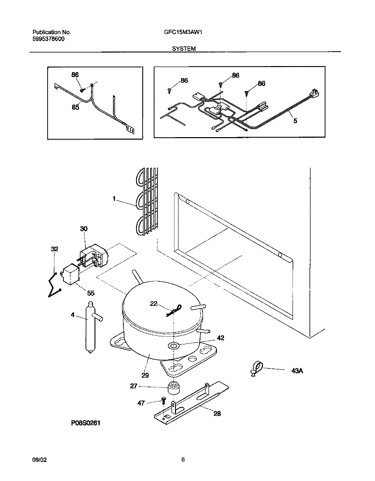 SYSTEM Diagram and Parts List for GFC15M3AW1  Gibson Freezer