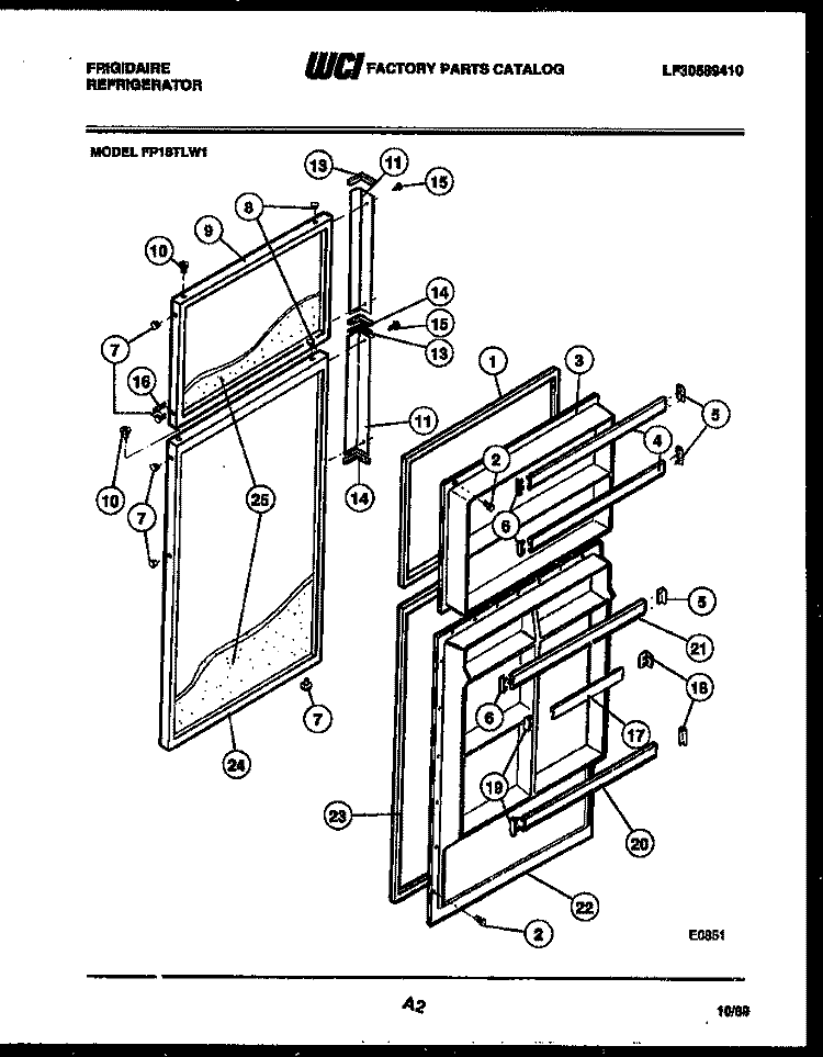 DOOR PARTS Diagram and Parts List for FP18TLH1  Frigidaire Refrigerator