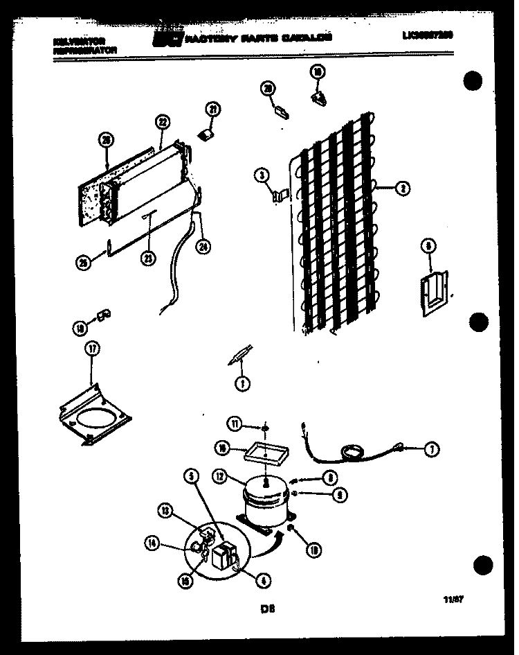 SYSTEM AND AUTOMATIC DEFROST PARTS Diagram and Parts List for TSK180EN0W  Kelvinator Refrigerator