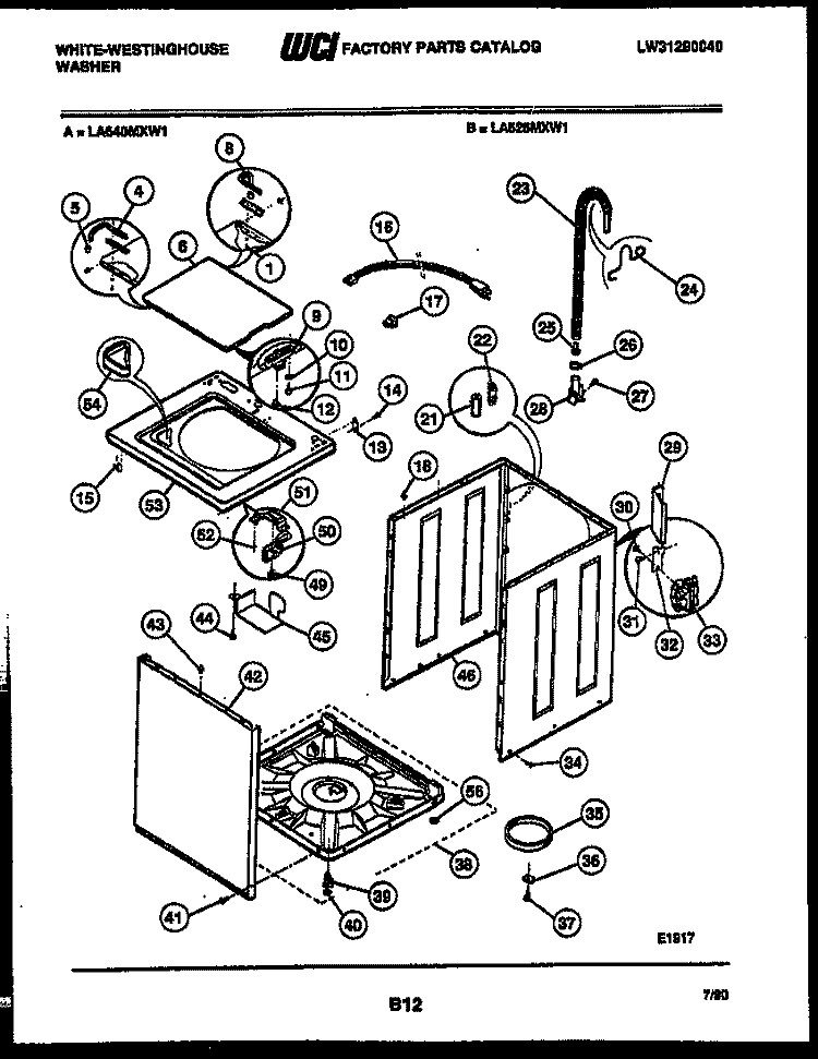 CABINET PARTS Diagram and Parts List for LA625MXD1  Frigidaire Washer
