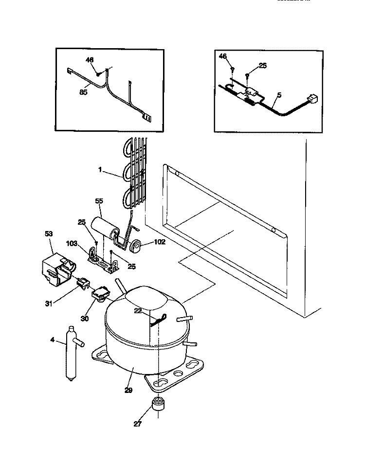 SYSTEM Diagram and Parts List for MFC09M6BW2  Frigidaire Freezer