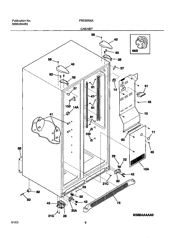 CABINET Diagram and Parts List for FRS26R4AQ7  Frigidaire Refrigerator