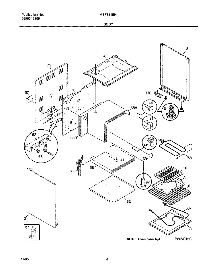 BODY Diagram and Parts List for MEF331BHWB  Uni Range