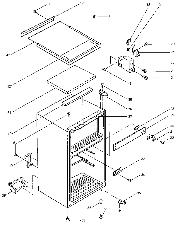 Cabinet Diagram and Parts List for 5649922910  Kenmore Refrigerator