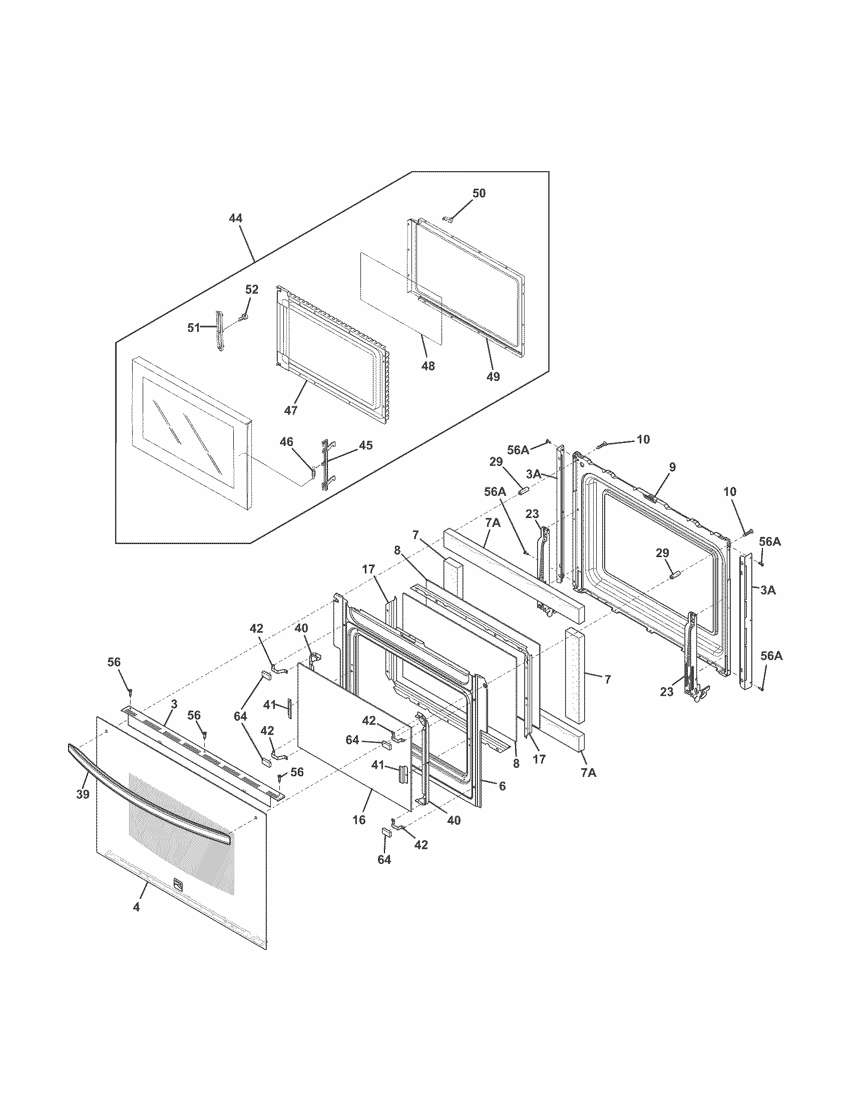 Doors Diagram and Parts List for 79049612311  Kenmore Microwave