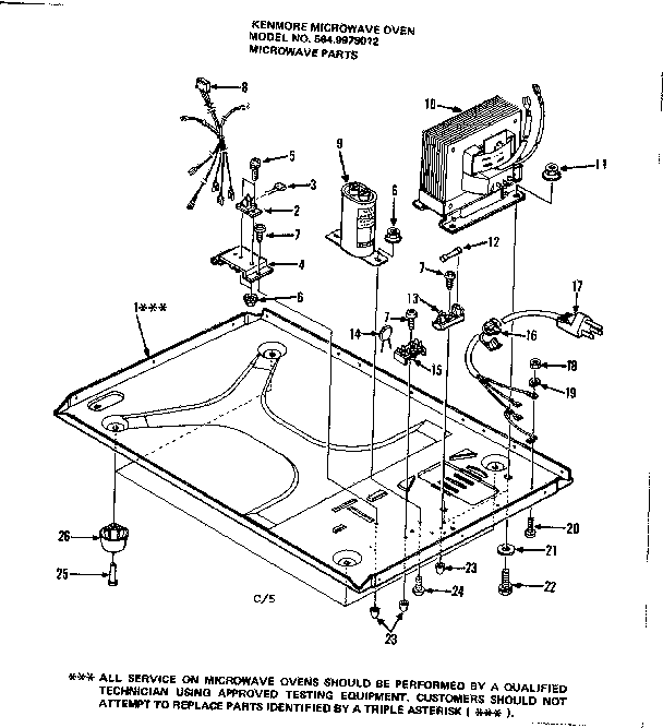 Microwave Parts Diagram and Parts List for 5649978012  Kenmore Microwave