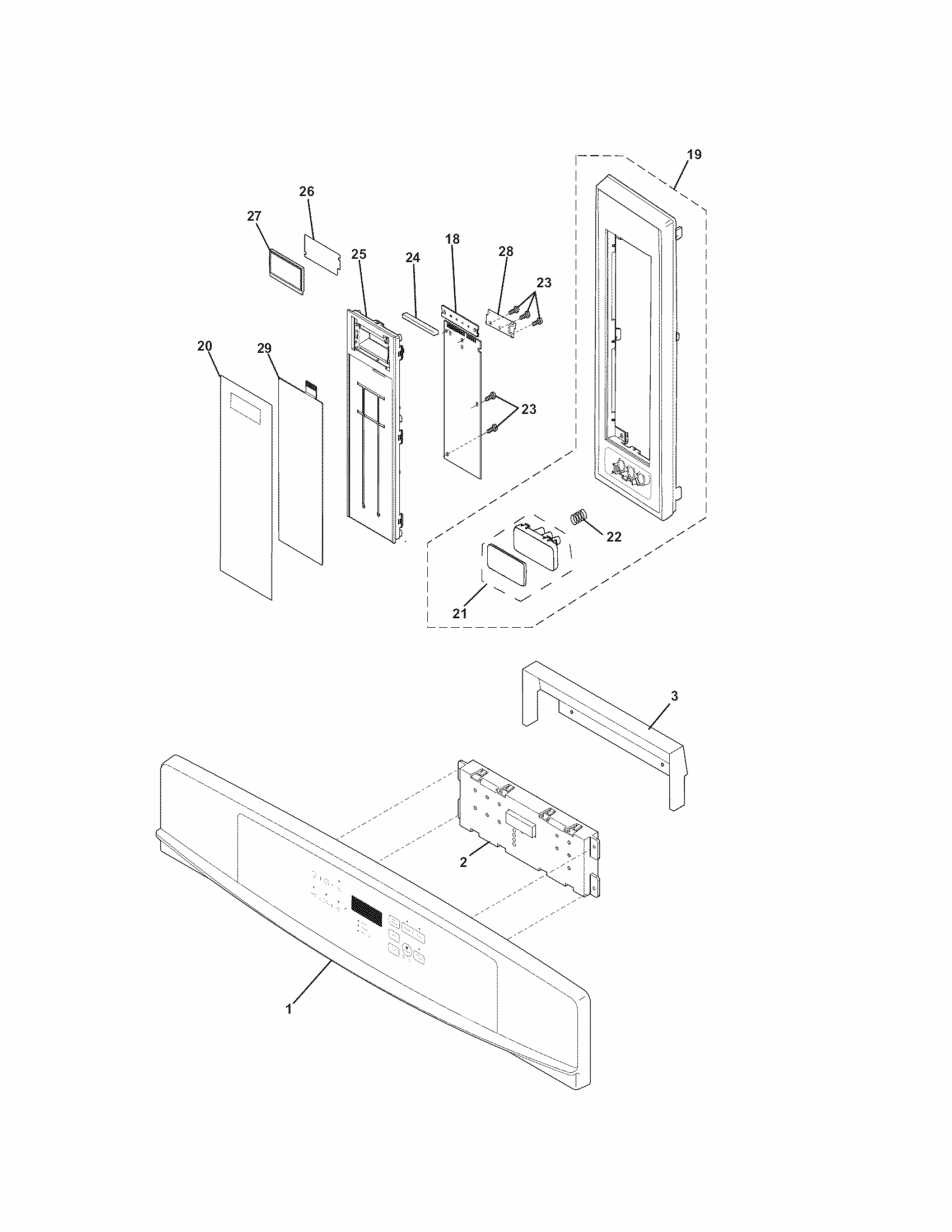Control Panel Diagram and Parts List for 79048852901  Kenmore Microwave