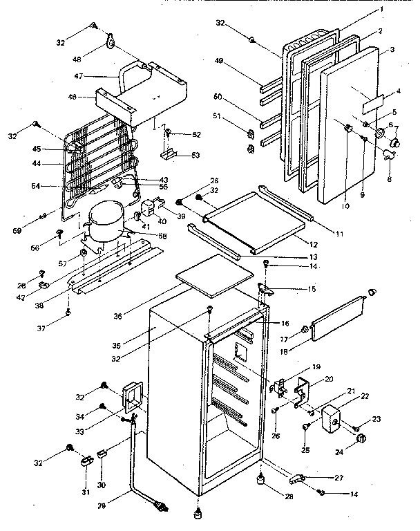 Freezer Unit Diagram and Parts List for 5648913471  Kenmore Freezer
