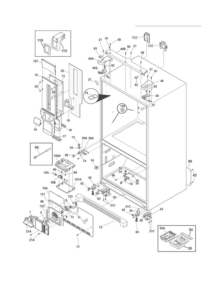 Cabinet Diagram and Parts List for EI27BS26JB7  Electrolux Refrigerator