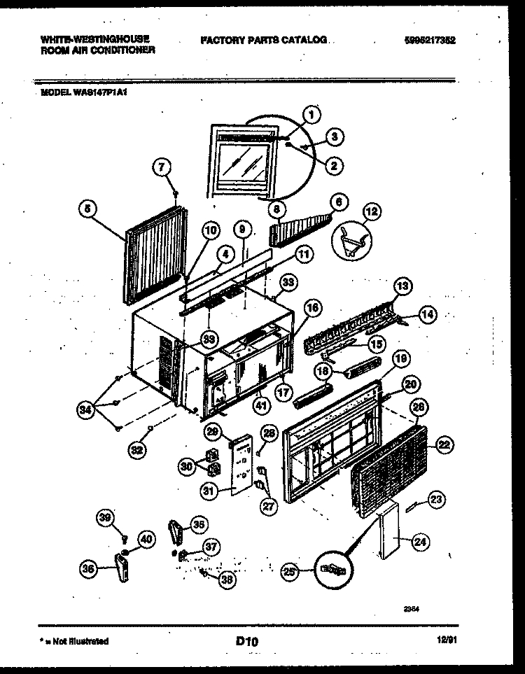 CABINET PARTS Diagram and Parts List for WAS147P1A1  Frigidaire Air Conditioner