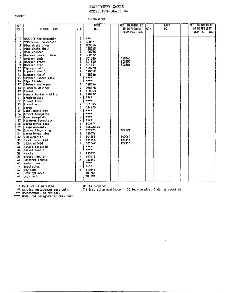 Chest/cabinet Page 2 Diagram and Parts List for 86458-OA  Frigidaire Freezer