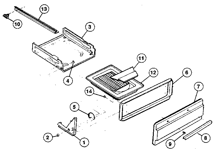 Drawer Diagram and Parts List for 32-1048  Tappan Range
