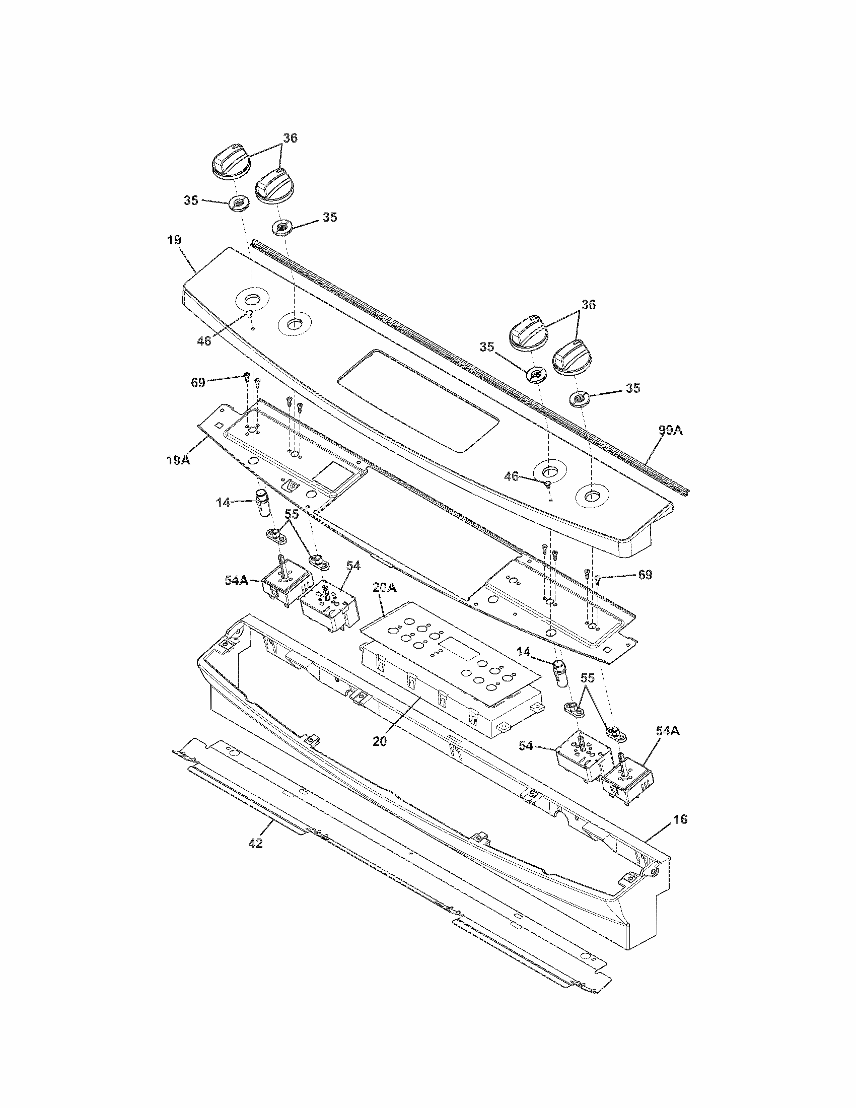 Backguard Diagram and Parts List for 79042533310  Kenmore Range