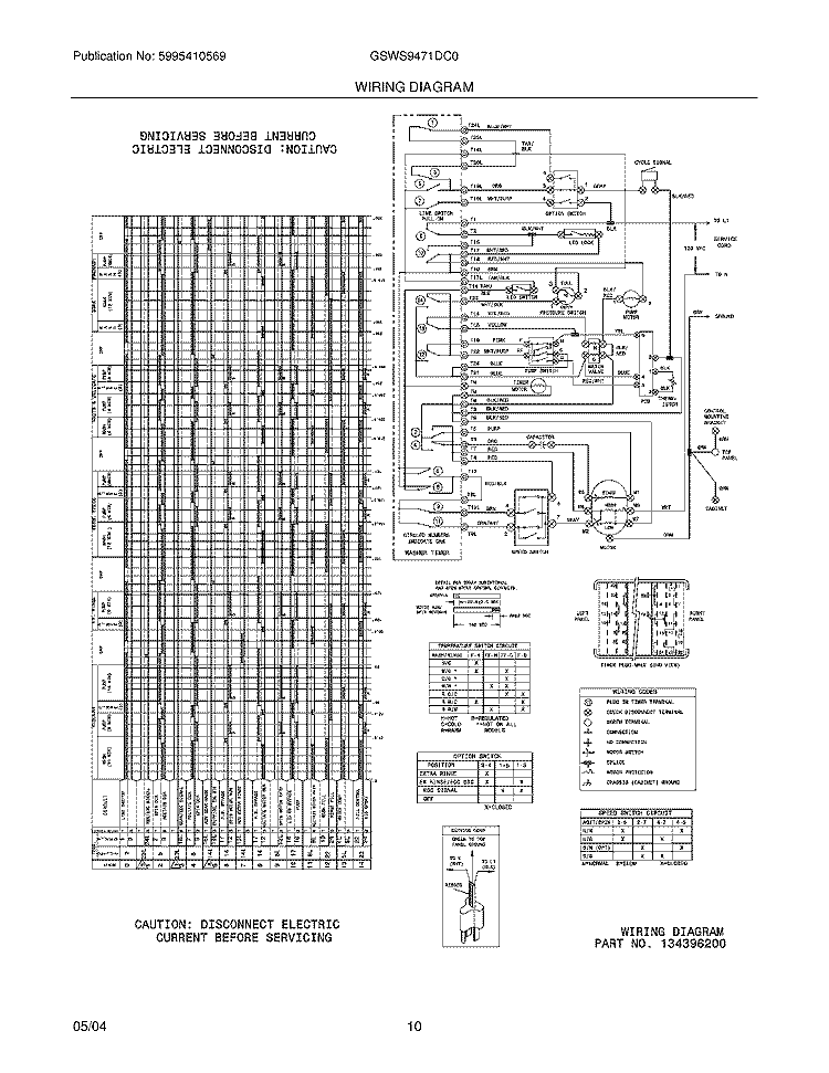 WIRING DIAGRAM Diagram and Parts List for GSWS9471DC0  Frigidaire Washer