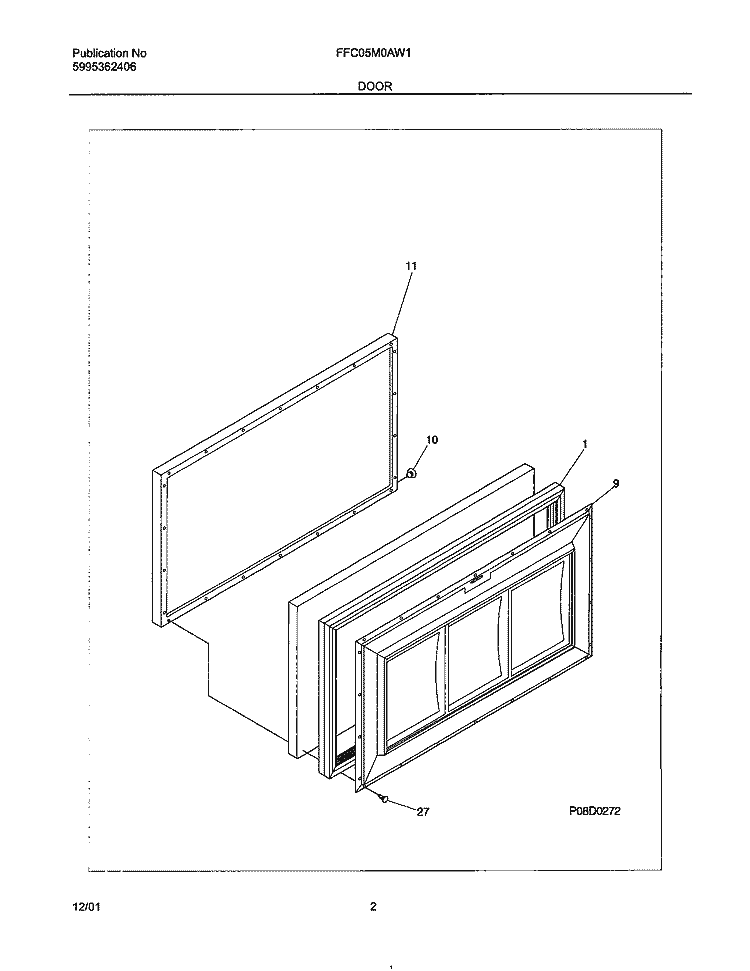 DOOR Diagram and Parts List for FFC05M0AW1  Frigidaire Freezer
