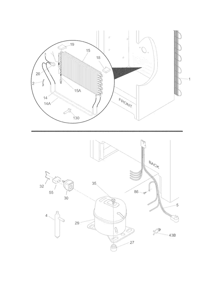 System Diagram and Parts List for FKCH17F7HWD  Frigidaire Refrigerator