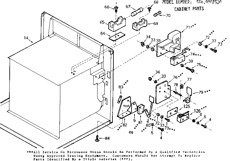 Cabinet Parts Diagram and Parts List for 5649907510  Kenmore Microwave
