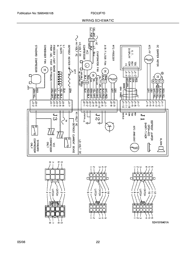 WIRING SCHEMATIC Diagram and Parts List for FSC23F7DSB8  Frigidaire Refrigerator