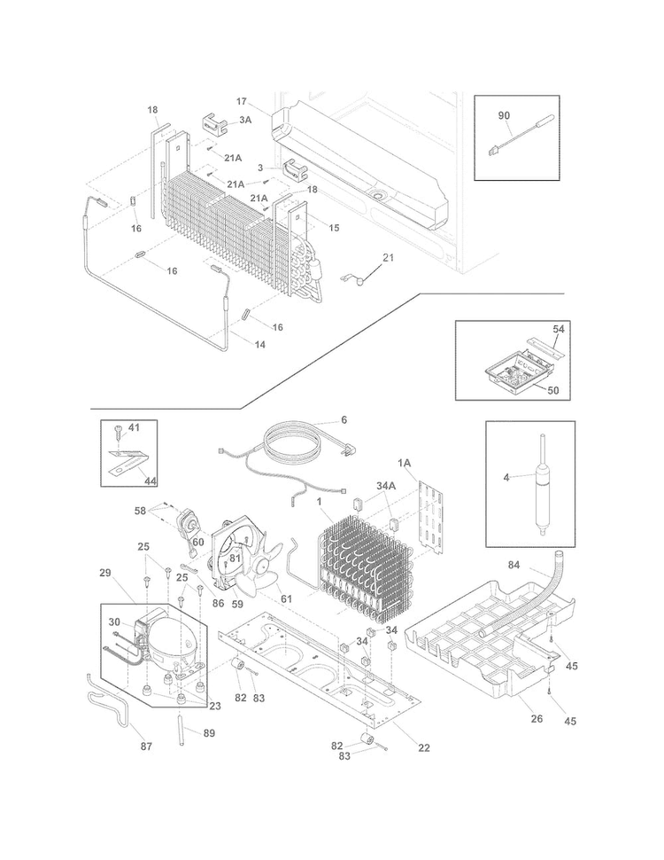 Cooling System Diagram and Parts List for FGHF2344MF7  Frigidaire Refrigerator