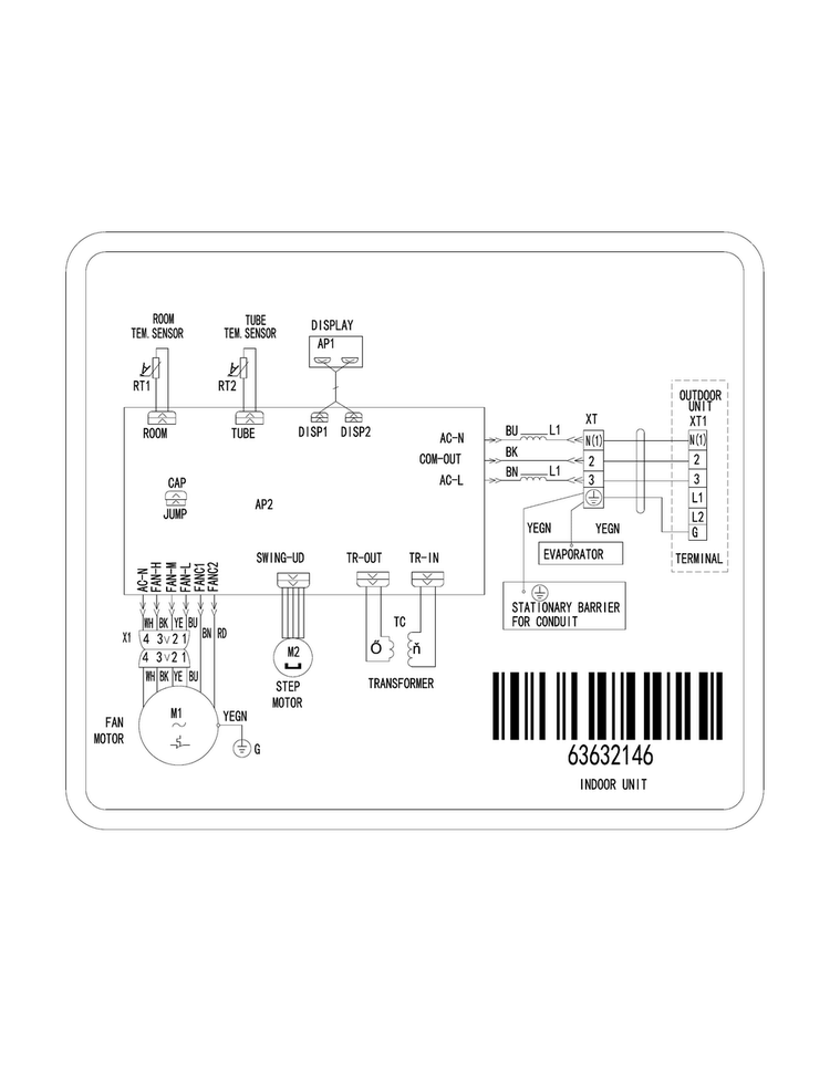 Wiring Diagram Diagram and Parts List for FFHP302WQ20  Frigidaire Air Conditioner