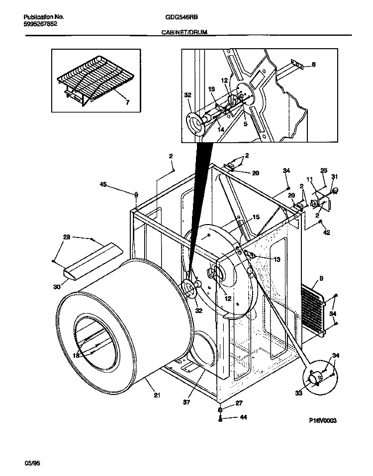 CABINET / DRUM Diagram and Parts List for GDG546RBD1  Gibson Dryer