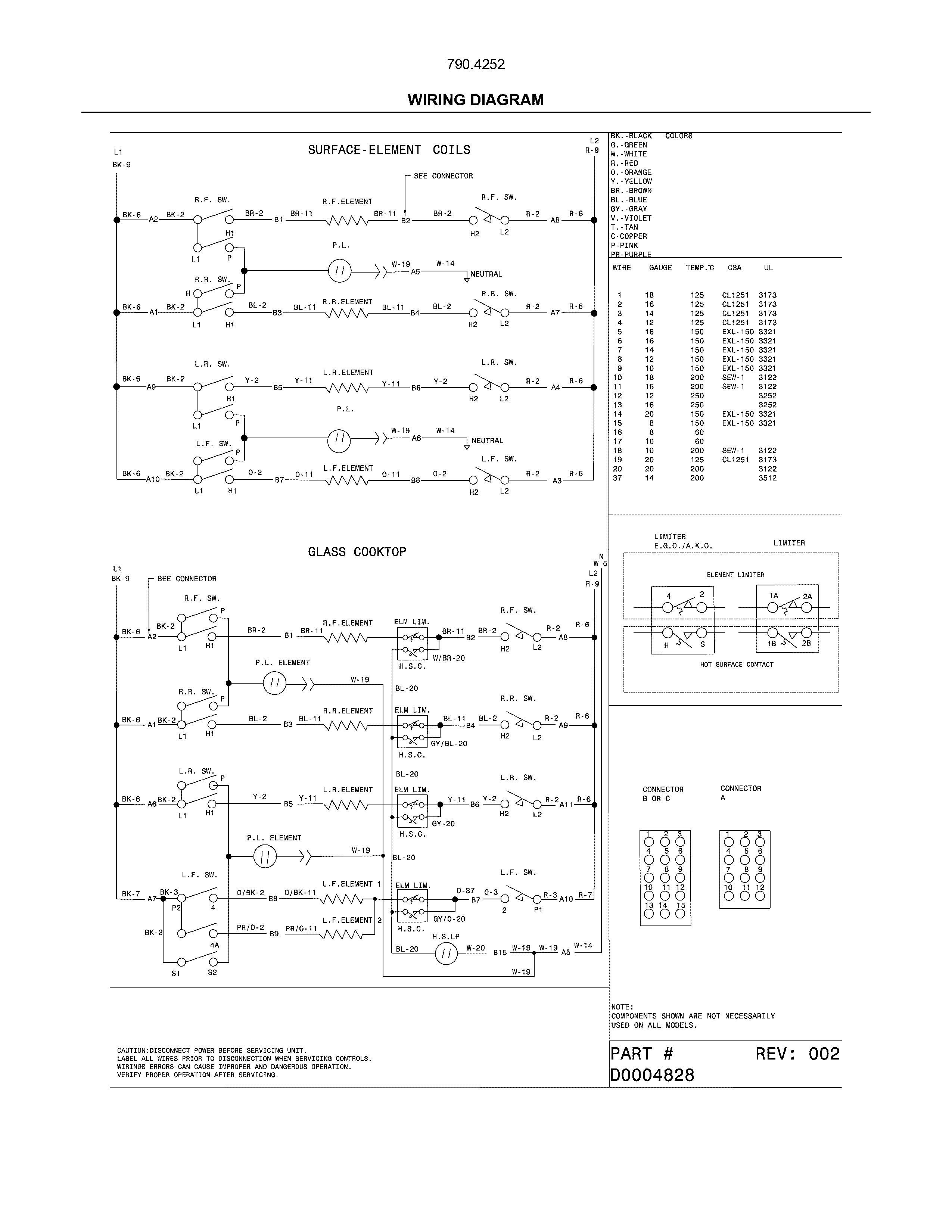 Wiring Diagram Diagram and Parts List for 79042529317  Kenmore Range