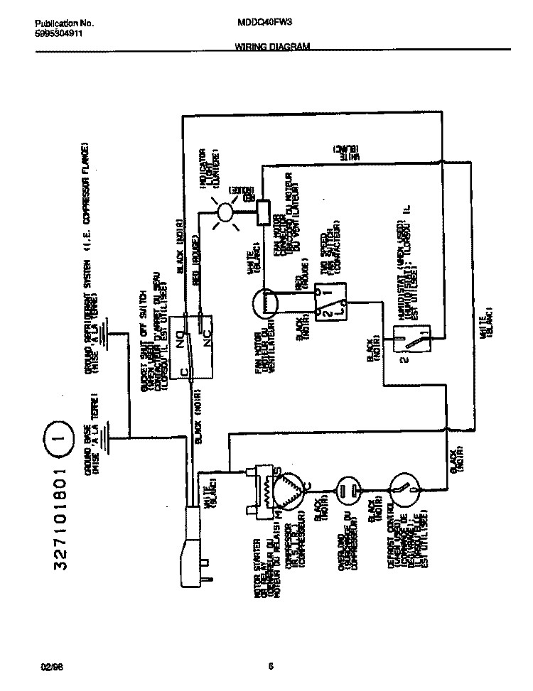 WIRING DIAGRAM Diagram and Parts List for MDDQ40FW3  Frigidaire Dehumidifier