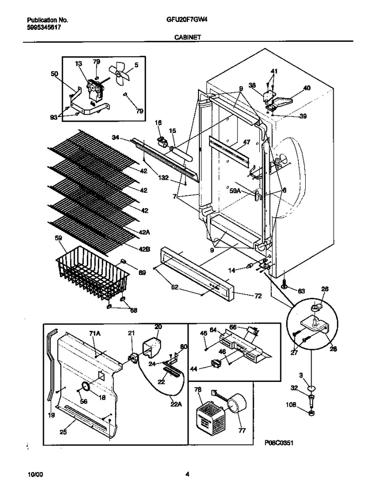 Cabinet Diagram and Parts List for GFU20F7GW4  Gibson Freezer