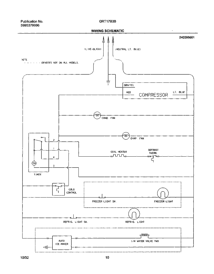 WIRING SCHEMATIC Diagram and Parts List for GRT17B3BW1  Gibson Refrigerator