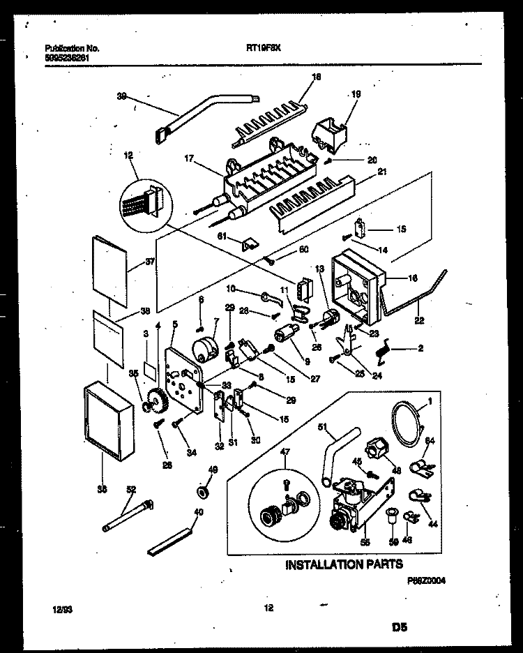ICE MAKER / INSTALLATION Diagram and Parts List for RT19F8DX3D  Gibson Refrigerator