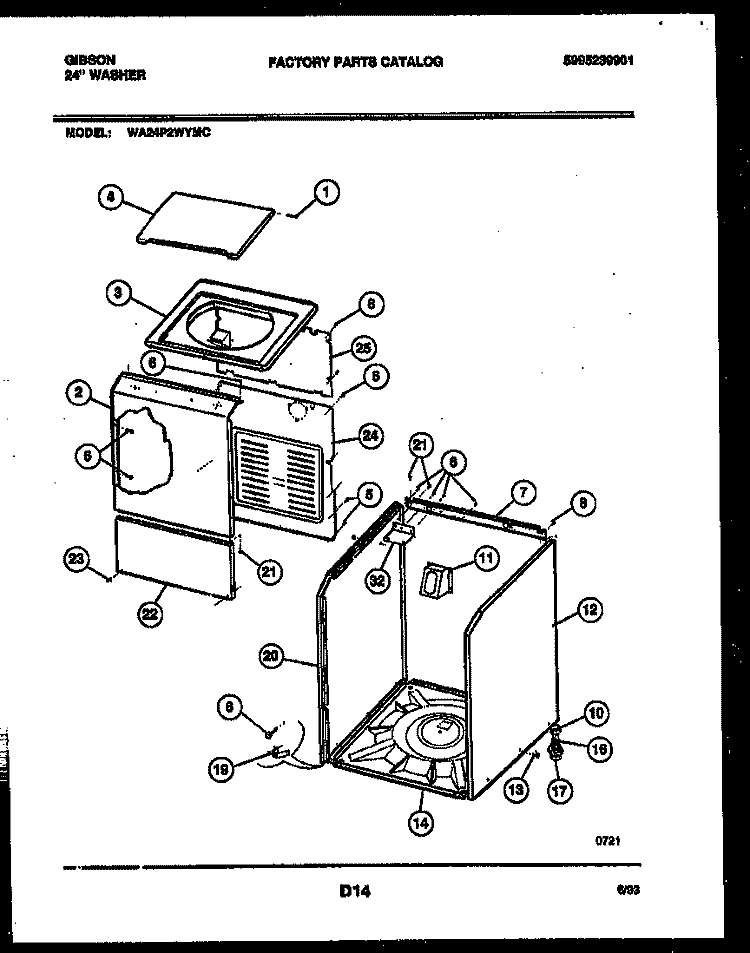 CABINET PARTS Diagram and Parts List for WA24P2WYMC  Gibson Washer