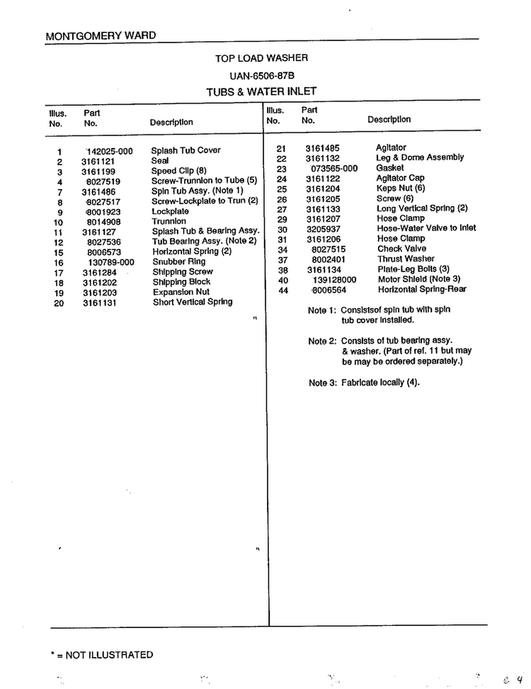 Tubs And Water Inlet Page 2 Diagram and Parts List for 6506B  Frigidaire Washer