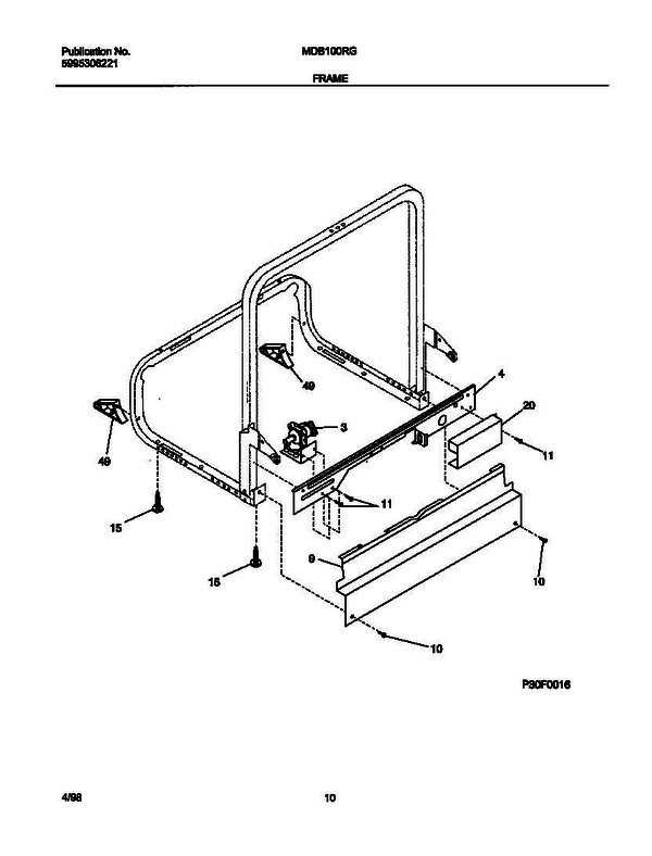 Frigidaire Mdb100rgw0 2 Diagram and Parts List for MDB100RGW0 V2 Frigidaire Refrigerator