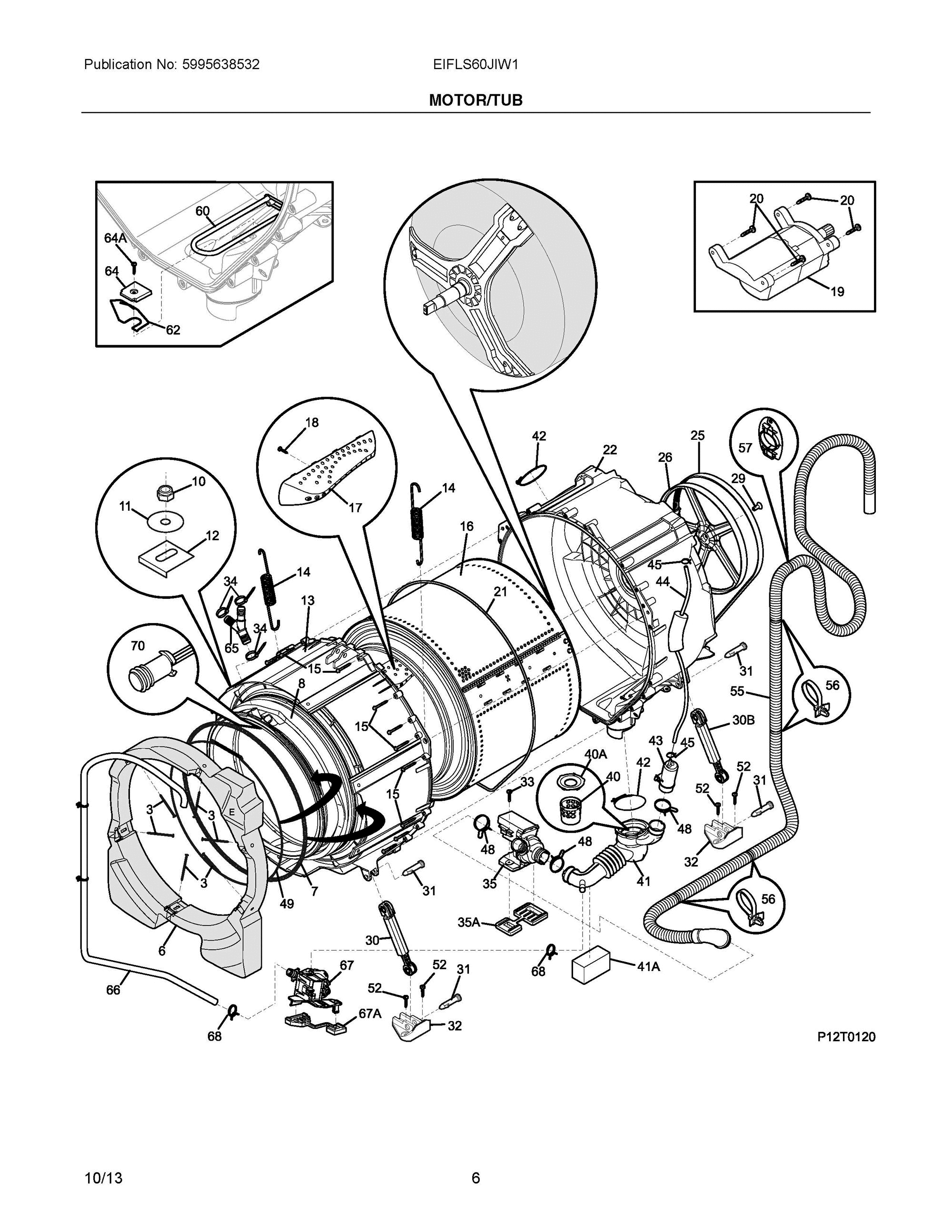04 - MOTOR/TUB Diagram and Parts List for EIFLS60JIW1  Frigidaire Washer