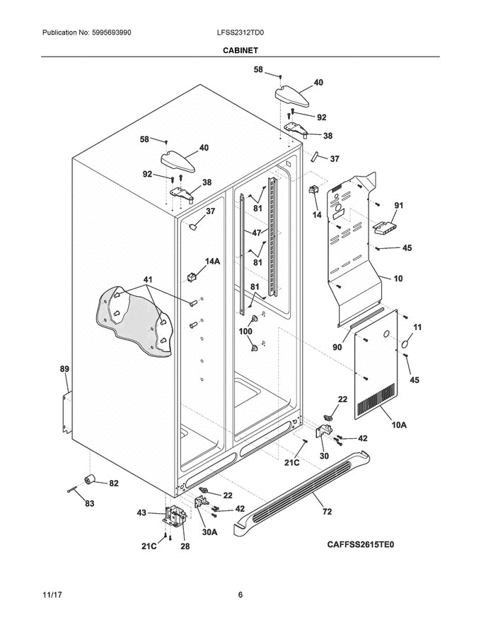 04 - Cabinet Diagram and Parts List for LFSS2312TD0  Frigidaire Refrigerator