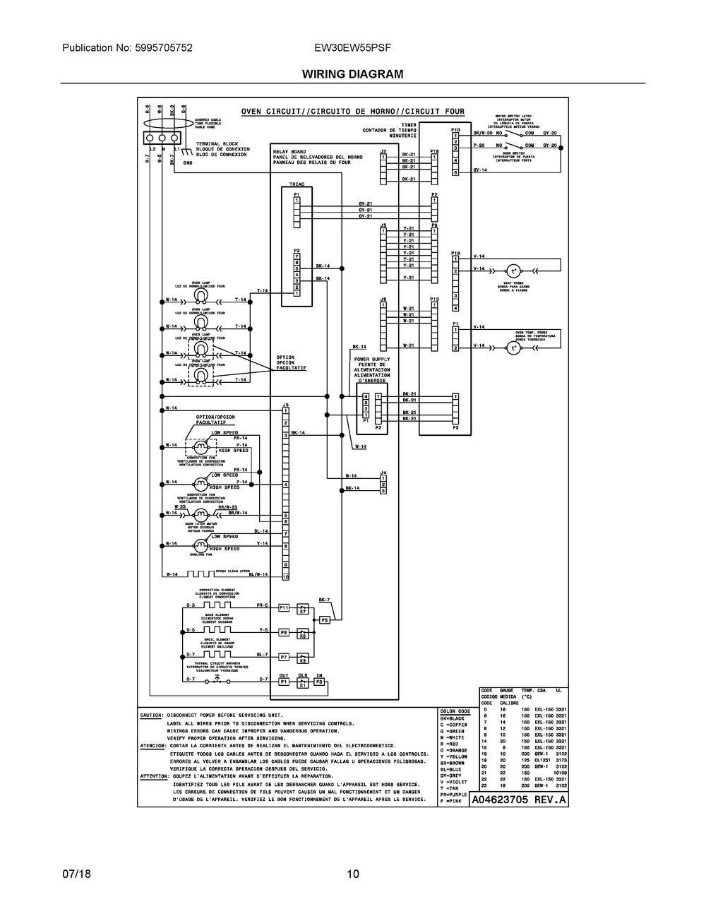 Wiring Diagram Diagram and Parts List for EW30EW55PSF  Frigidaire Wall Oven
