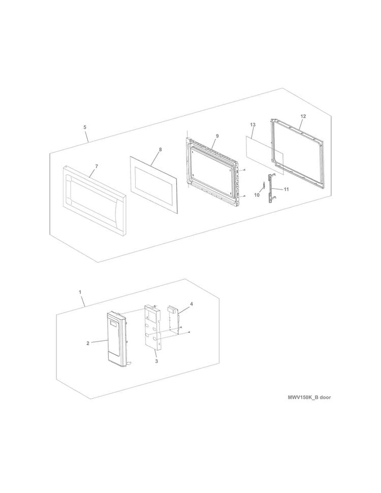Control Panel,door,miscellaneous Diagram and Parts List for MWV150KBB  Uni Microwave