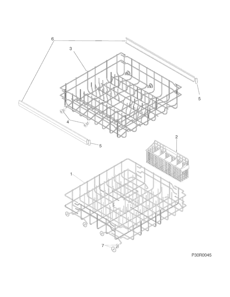 Racks Diagram and Parts List for FBD2400KB7B  Frigidaire Dishwasher