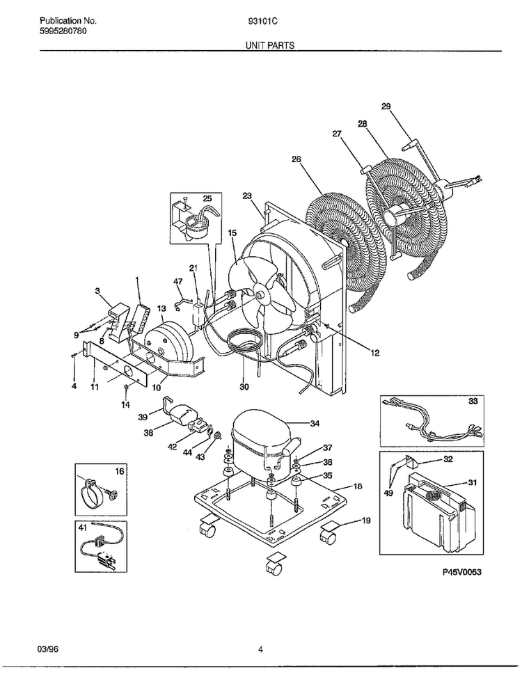 Unit Parts Diagram and Parts List for 93101C  Frigidaire Dehumidifier