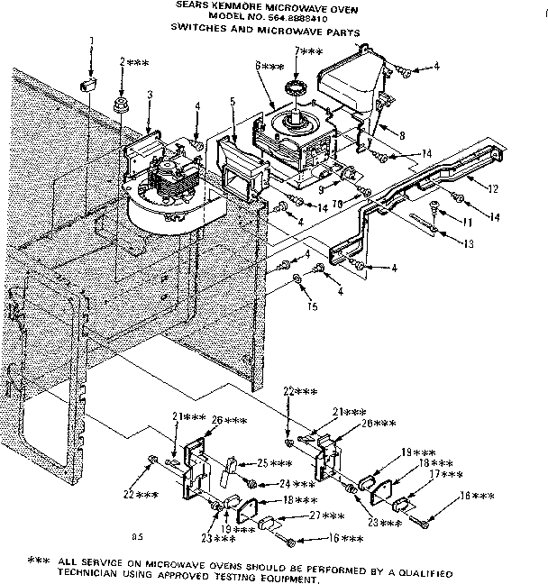 Switches And Microwave Parts Diagram and Parts List for 5648888410  Kenmore Microwave