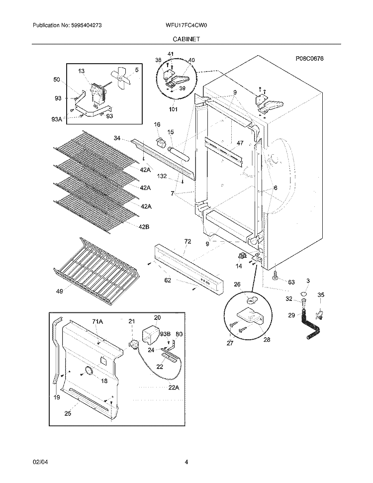 CABINET Diagram and Parts List for WFU17FC4CW0  Westinghouse Freezer