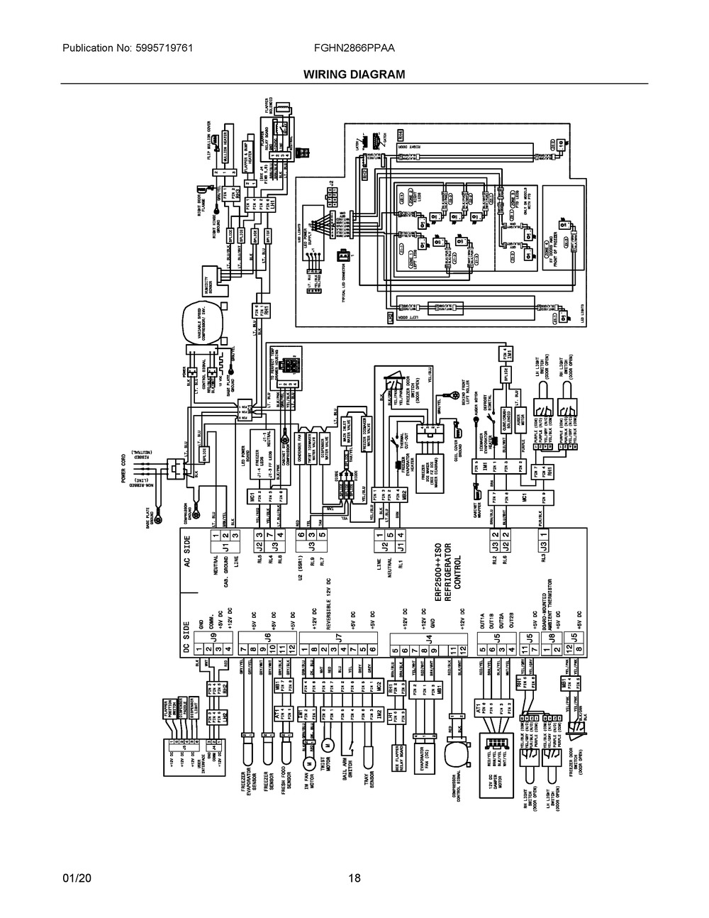 Wiring Diagram Diagram and Parts List for FGHN2866PPAA  Frigidaire Refrigerator